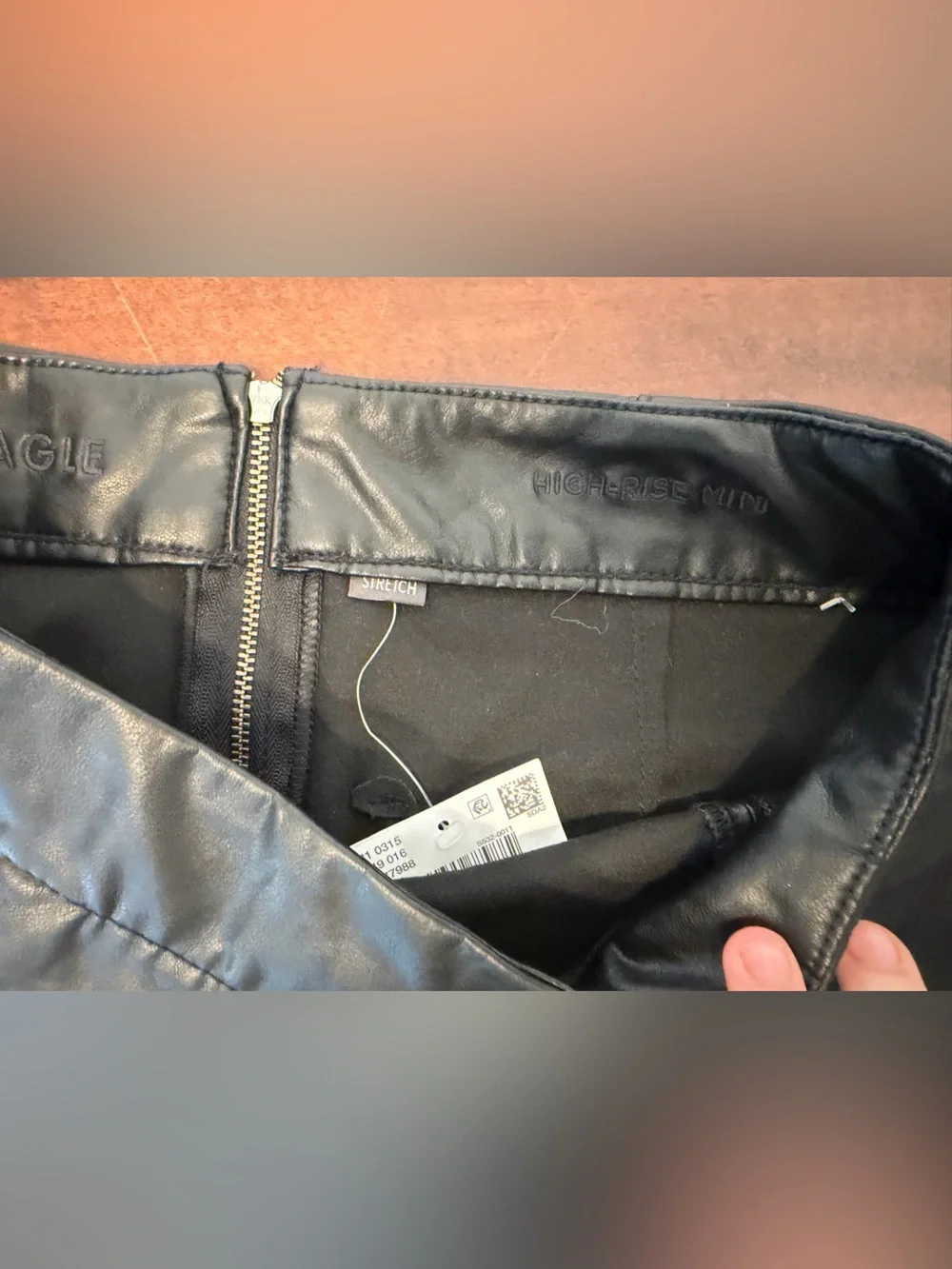 American Eagle Black Faux Leather Mini Skirt